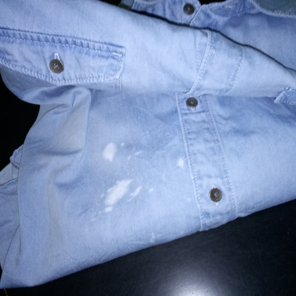 Calvin Klein Light Wash Denim Button Down Shirt - Picture 3 of 4